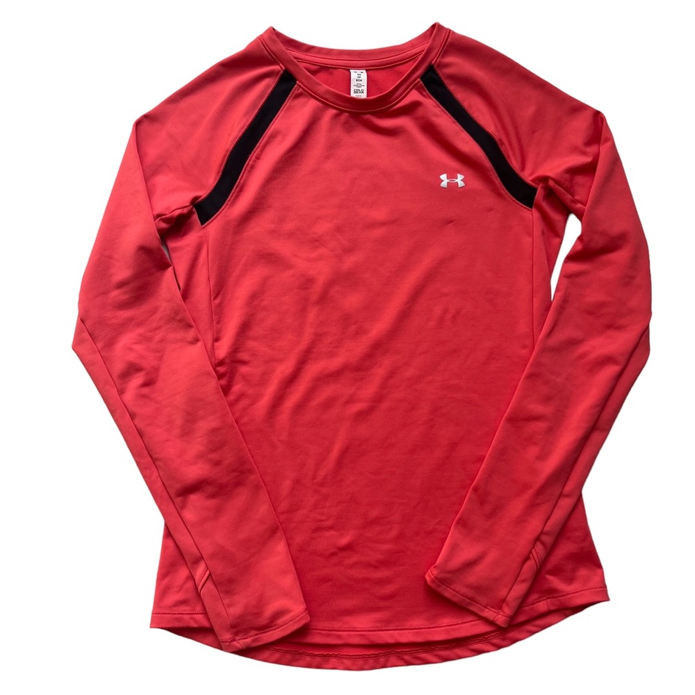 UA Under Armour Womens Cold Gear Running Shirt Coral Black XS